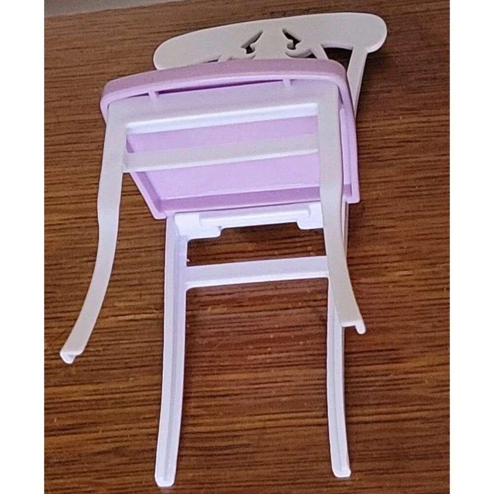 Vintage Barbie Hotel Dining Room Chair White Purple Elegant Filigree Ornate